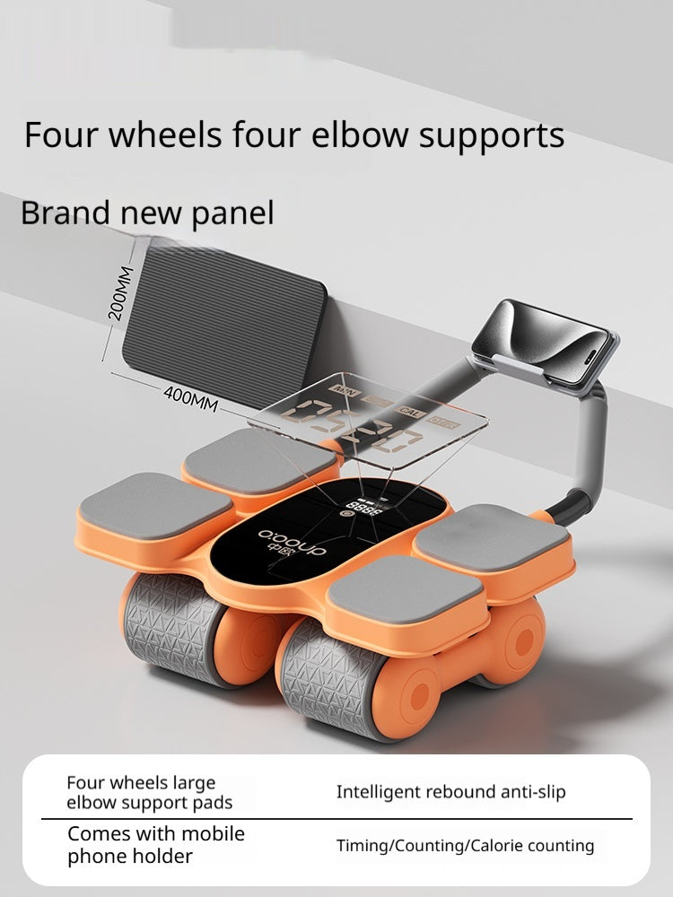 Automatic Self-Resilient Rollable Ab Wheel With Belly Support For Core Training On Four Wheels