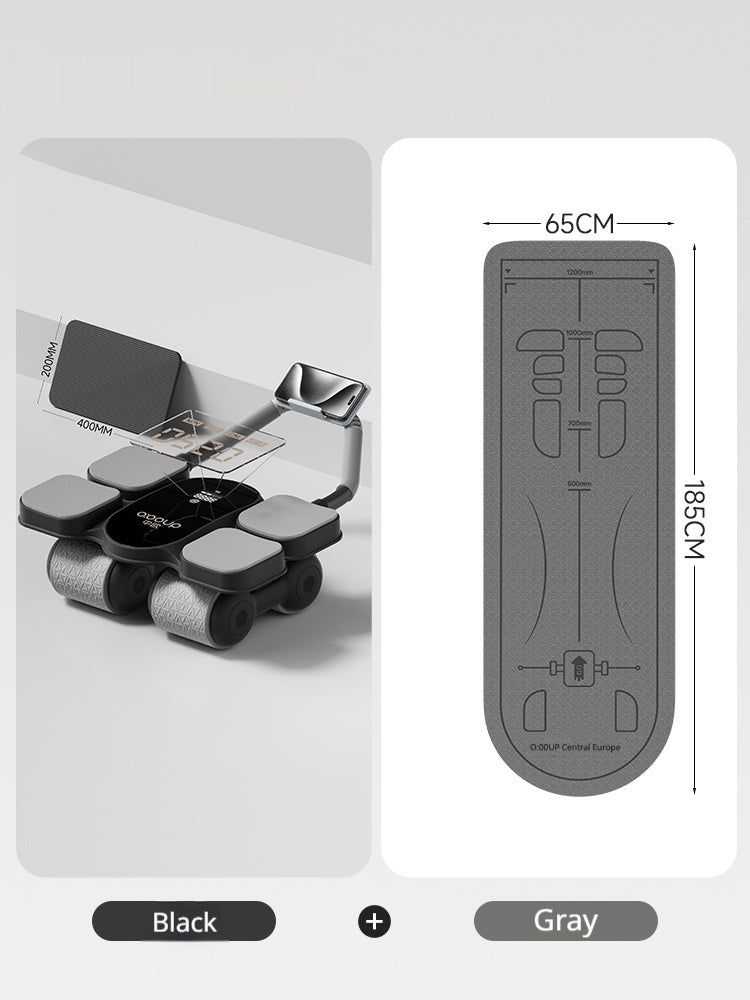 Automatic Self-Resilient Rollable Ab Wheel With Belly Support For Core Training On Four Wheels