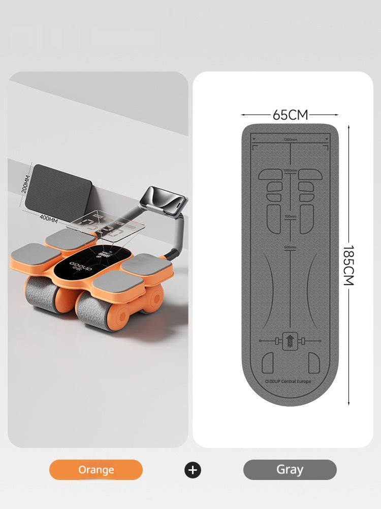 Automatic Self-Resilient Rollable Ab Wheel With Belly Support For Core Training On Four Wheels